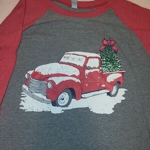 Red truck christmas baseball shirt